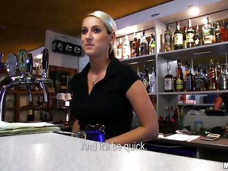 Lenka Is A Hot Blonde Bartender And Agrees To Go Down On A...
