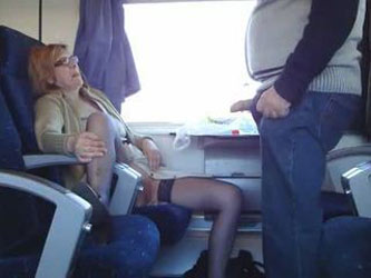 Mature Couple Having Fun On A Train